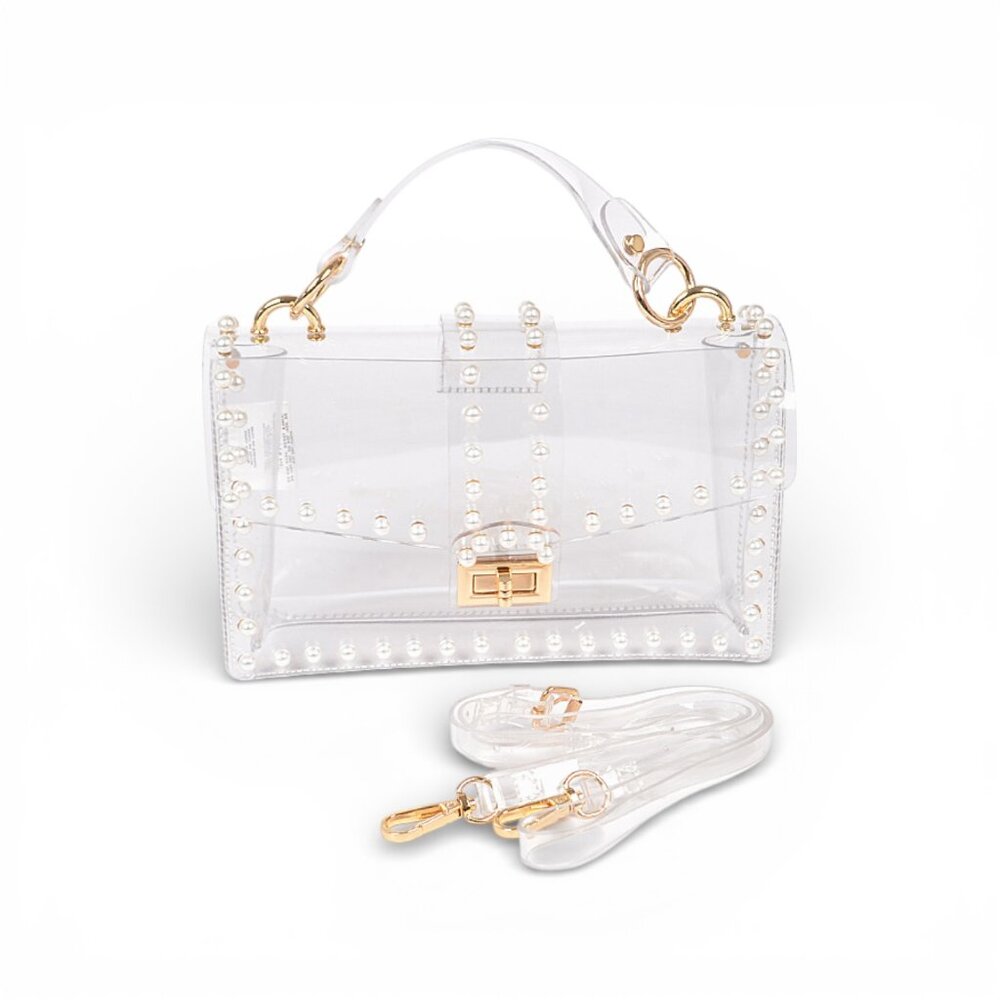BNWT Brand New Transparent Pearl Studded Stadium Bag Cleared Event Bag